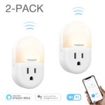 Plug in Smart Night Light with WiFi Outlet, Adjustable Warm LED Nursery Nightlight for Kids, Works with Alexa, Google Home – 2 Pack