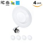 Parmida (4 Pack) 5/6 inch Dimmable LED Retrofit Recessed Downlight, 15W (120W Replacement), Smooth Metal Design, 1000lm, 3000K (Soft White), Energy Star & ETL, LED Ceiling Can Light, LED Trim