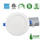 Hi-Bright 6 inch Recessed LED Slim Panel, Dimmable, Round, 12W, 800 Lm, 67Lm/w, CRI 80, IC Rated, cETLus, Warm White, White