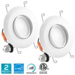 Luxrite 5/6 Inch Gimbal LED Recessed Light, 15W, 5000K Bright White, Dimmable LED Downlight, 1060 Lumens, Energy Star & ETL Listed, CRI 90, Damp Location – Adjustable Recessed Lighting (2 Pack)
