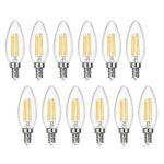 SHINE HAI Candelabra LED Filament Bulbs 40W Equivalent, 3000K Chandelier B11 LED Bulb E12 Base Decorative Candle Light Bulb, Pack of 12