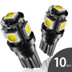Marsauto T10 168 194 2825 LED Bulbs Super Bright 5SMD Exterior License Plate Lights Lamp, Car Interior Courtesy Dome Lights Map White 10-Pack