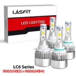 LASFIT 9005 HB3 High Beam 9006 HB4 Low Beam LED Headlight Bulbs Combo Package (2 sets) Flip COB Chips-120W 15200LM 6000K White Light