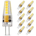 10-Pack G4 Base LED Bulb, 20W Glass Halogen (Daylight White 6000K) Light Bulbs Replacement, 12V AC/DC, 2 Watt/230 Lumens, JC T3 Lamp for Under Cabinet Puck Light, Chandelier, Landscape Lighting