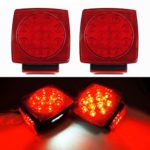 iBrightstar 12V Submersible Square Trailer Tail LED Light kit Super Bright Brake Stop Tail License Lights for Camper Truck RV Boat Snowmobile Under 80″ Inch Marine, Red/White