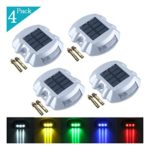 YUELGUANG Solar Dock Light- Set of 4- LED Deck Light Solar Powered Path Road Dock Lights Outdoor Warning Step Lamps for Driveway Garden Deck Walkway Backyard Fence Patio(4 Pack,White)