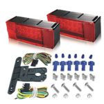 LED Trailer Light Kit – 12V Submersible Low Profile LED Tail/Stop/ Turn/Running Lights with License Plate Bracket & 4-Pin Wiring Harness for Trailer RV Truck Marine Boat Camper – 2 Years Warranty