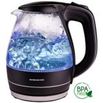 Ovente 1.5L BPA-Free Glass Electric Kettle, Fast Heating with Auto Shut-Off and Boil-Dry Protection, Cordless, LED Light Indicator, Black (KG83B)
