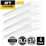 AntLux 4FT LED Shop Lights Flush Mount LED Wraparound Light – 40W 4400lm 4000K – 4 Foot Low Profile Linear Ceiling LED Wrap Light for Garage Office Kitchen – Fluorescent Fixture Replacement, 4 Pack