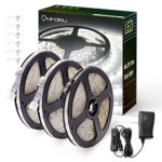 Onforu 50ft/15m Waterproof LED Strip Lights Kit, 6000K Cool White, 12V Flexible LED Rope 450 SMD 2835 LEDs, UL Listed Power Supply Switch, IP65 Waterproof Indoors Outdoors