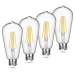 Vintage LED Edison Bulb Dimmable 6W 4000K Neutral White 660 Lumen Led Filament Light Bulb 60W Incandescent Equivalent ST64 E26 Medium Base Decorative Antique Bulb for Bathroom Kitchen Garage, 4 Pack