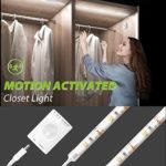Motion Activated Closet Light, Megulla Motion Sensor LED Night Light -39inch, USB Rechargeable Battery, Stick Anywhere -Auto Shut Off Timer for Kitchen Cabinets, Laundry and Garage -1Pack, Cool White