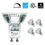 LED GU10 Spotlight Light Bulbs, 50 Watt Equivalent, 5.5W Dimmable, MR16 Full Glass Cover, 2700K Soft White, 25000 Hours, UL Listed, Energy Star Certified, by Mastery Mart (Pack of 4)