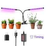 Plant Grow Lamp with Timing Function Clip Double Head Led Growing Light 12W with 36 LED Grow Light Bulbs Controllable Luminance Level for Indoor Plants Hydroponics Greenhouse Gardening Plant