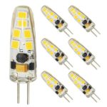 Reelco Dimmable LED G4 bulb Mini Bi-pin Base Light Bulb AC DC 12V 10-20V 3Watt Daylight white 6000K-6500K jc type T3 20W G4 Halogen Bulb Replacement（6-Pack)