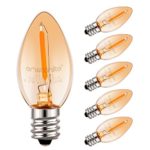 Night Light Bulbs, Emotionlite Amber LED C7 Bulb, 7w Equivalent, E12 Candelabra Base, Salt Lamp and Nightlight Replacement Bulb, 0.6W, Amber Yellowish 2200K, 50LM, 6 Pack