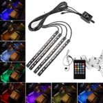 Car LED Strip Lights,Unpopular 4pcs 48 LED USB Car Interior Music Multicolor Rope Lights Atmosphere Decorative SMD Neon Lamp Lighting with Sound Active Function,Wireless Remote Control(USB Port)