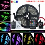 LED Strip Lights Sync to Music, 5M/16.54ft 300LED 12V Flexible Multi Color LED Lights Strip Kit, SMD 5050 Waterproof Rope Light, Cuttable Lighting Strips with RF Remote for Home Bar Party Decoration