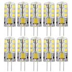 Dayker 1.5W G4 LED Bi Pin Bulb Jc Type G4 Base Lightbulb AC/DC 12V Daylight for Under Counter Lighting, Puck Lighting, Ceiling Lighting(10 Pack)