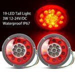 Round led trailer lights Amber&Red, 5.6″ Round LED Stop Turn Signal Tail Light with ABS Plating Mounting Ring for for Truck Trailers(Pack of 2)