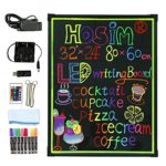 Hosim LED Message Writing Board,32″x24″ Illuminated Erasable Neon Effect Restaurant Menu Sign with 8 colors Markers, 7 Colors Flashing Mode DIY Message Chalkboard for Kitchen Wedding Promotions (6080)