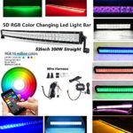 IOV LIGHT Bluetooth App Control 52 Inch 300w 5D RGB Led Light Bar Spot Flood Combo Beam16 Million Colors Changing Tons of Flashing Mode Music Code Timing Strobe Light Bar Free Wire Harness