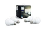 Philips Hue White A19 4-Pack 60W Equivalent Dimmable LED Smart Bulb (4 A19 60W White Bulbs  Compatible with Amazon Alexa  Apple HomeKit and Google Assistant)