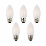 OPALRAY C35 6W LED Candelabra Bulb, 60W Incandescent Equivalent LED Filament Lamp, Dimmable, 2700K Warm White Light, Frosted Glass, E26 Medium Base, Torpedo Tip, 5-Pack