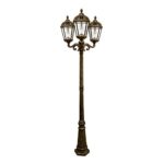 Gama Sonic Royal Bulb Solar Outdoor Triple Head Lamp Post GS-98B-T-WB – Weathered Bronze Finish
