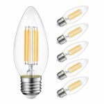 B11 LED Filament Bulb E26 Candelabra Base, LVWIT Dimmable 40W Equivalent 3000K Chandelier Decorative Candle LED Light Bulbs 6-Pack