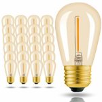 Hizashi – 25 Pack 2200K LED S14 1 Watt Dimmable Bulb E26, Ultra Warm String Light Replacement Bulbs – Equal to 11W Incandescent Bulbs – Amber LED Edison Filament Bulbs for Outdoor Patio String Light