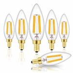 Hizashi Fully Dimmable Candelabra LED Bulbs 4W, 450 Lumens, 40W Equivalent E12 B10/B11 Filament LED Candle Bulbs, 2700K Warm White, 90+ CRI, UL Listed Chandelier Light Bulbs- 6 Pack