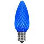 MIK Solutions C9 LED Replacement Bulb (Pack of 25) LED Blue Replacement Christmas Light Bulbs Faceted Retrofit Candle Shape Commercial Grade E17 Socket Roof Lights Bulbs
