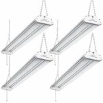 Utility Linkable LED Shop Light 4FT, Aluminum Housing, 42W 4500LM 5000K Daylight White, with Pull Chain (ON/Off) Linear Worklight Fixture with Plug cETLus Listed, 4-Pack