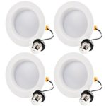 Hykolity 4 Inch LED Recessed Downlight, 10W 700LM Dimmable Retrofit Recessed Can Downlight, 3000K Warm White, Damp Location, 50W BR20/ 65W BR30 Replacement- 4 Pack