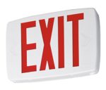 Lithonia Lighting LQM S W 3 R 120/277 EL N SD M6 Quantum Thermoplastic LED Emergency Exit Sign with Stencil-Faced White Housing and Red Letters with Nickel Cadium battery and Self Diagnostic