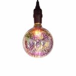 3D Colorful Fireworks Bulb, 4W E27 3D Fireworks Light Bulb Silvered Glass Single LED Edison Light Bulbs for Home Christmas Holiday Party Decoration