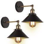 Wall Sconces 2-Pack JACKYLED UL Black Hardwire Industrial Vintage Wall Lamp Fixture Simplicity Bronze Finish Arm Swing Wall Lights