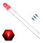 EDGELEC 100pcs 3mm Red-Red Lights LED Diodes (Red Lens) Diffused Round Top 29mm Long Feet (DC 2V) +100pcs Resistors (for DC 6-13V) Included/Bulb Lamps Light Emitting Diode