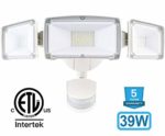 Amico 39W 3-Head LED Security Lights Motion Outdoor, Motion Sensor Light Outdoor, 3500 Lumens 6000k Waterproof IP65 ETL, Motion Sensor Flood Light 