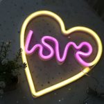 Love in Heart Neon Sign, LED Neon Light Sign with Holder Base for Party Supplies Girls Room Decoration Accessory for Summer Party Table Decoration Children Kids Gifts (Love in Heart)