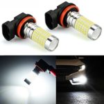 JDM ASTAR 2400 Lumens Extremely Bright 144-EX Chipsets H16 LED Fog Light Bulbs with Projector for DRL or Fog Lights, Xenon White