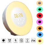 Alarm Clock,GLIME Wake up Light Alarm Clocks Sunrise Sunset Simulation USB Rechargeable Touch Control LED Digital Clock Night Light with FM Radio 6 Natural Sounds 7 Colors Bedside Lamps for Kid Adult