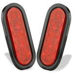 Oval Trailer Tail Lights – 2pc Red Oval Taillights Kit | 10 Diodes of Bright LED Power | Mount to Boat Trailers, Truck & Jeep Exteriors and More | Turn, Reverse, Brake, Stop | Waterproof Submersible