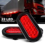 Audew 2Pcs 6-inch Oval 22-LED Trailer Tail Lights, Red Brakes/Marker Lights for Truck,Boat,Trailer,Bus,IP65 Waterproof,DC 12V