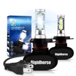 H4(9003,HB2) LED Headlight Bulbs With CSP Chips 60W 8500LM 6500K Cool White Hi/Lo Beam LED Headlight Bulbs All-in-One Conversion Kit, Black, 2 Years Warranty