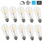 Mastery Mart Vintage LED Light Bulb, Clear Glass ST21 Antique Edison Bulb, Dimmable 5.5W (60W Equivalent), 500LM 2700K Soft White, E26 Base Decorative Filament Bulbs, UL and Energy Star, 10 Pack