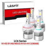 LASFIT Combo Package H13 9008 LED Headlight+9145 9140 Fog Lights Combo Pack LED Headlight Bulbs Conversion Kits (2 sets) Flip COB Chips-120W 15200LM Hi Low Beam 6000K White Light