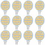 Jenyolon G4 LED Light Bulb 10-30V AC/DC 3W, 400 Lumens, Non Dimmable, Side-Pin LED G4 24 SMD, Equivalent to 30W Halogen Bulb, Warm White 3000K, 110° Beam Angle, LED Replacement (12 Pack)