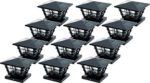 GreenLighting 5×5 Solar Post Cap Light with 4×4 Base Adapter (Black, 12 Pack)